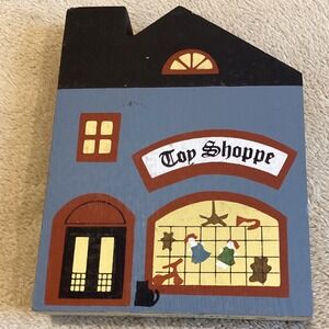 1983 The Cats' Meow Toy Shoppe Shelf Sitter, Signed‎ Faline '88, Wood